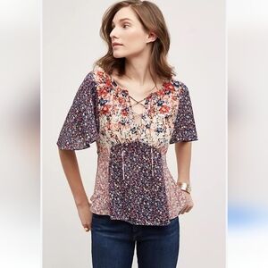 HD in Paris Palo Alto Lace up Flutter Sleeve Top Size 0